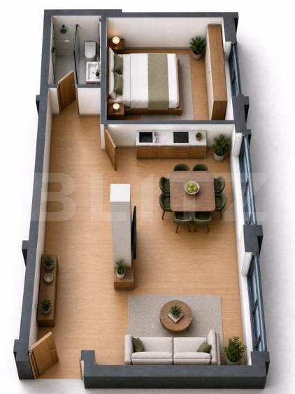 Apartament cu 2 camere semidecomandat în Mărăști