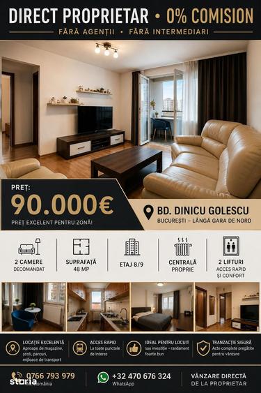 Apartament cu 2 camere decomandat în Gara de Nord