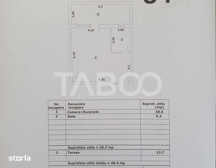 Studio in suprafata de 36 mp + terasa nou finisaje premium - 1