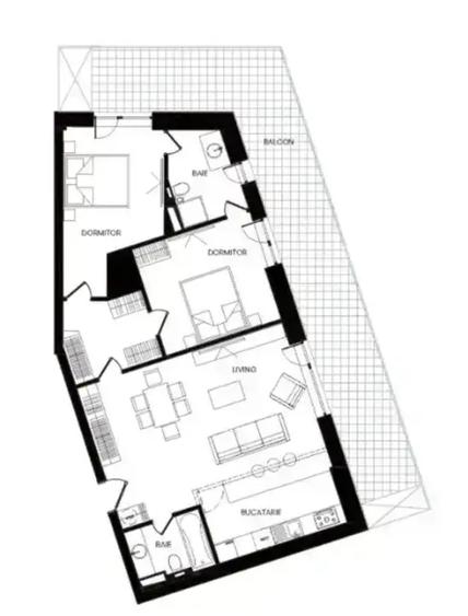 Apartament cu 3 camere semidecomandat în Pipera