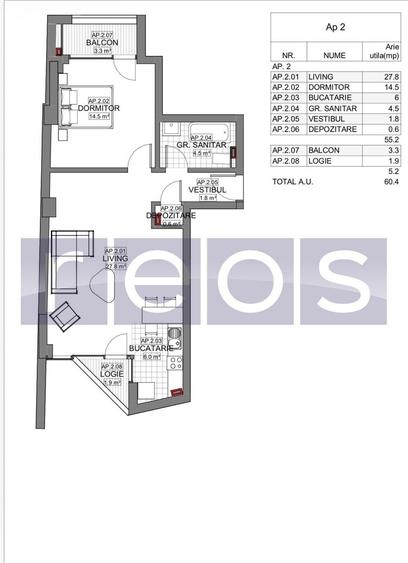 Apartament cu 2 camere în Ștefan cel Mare