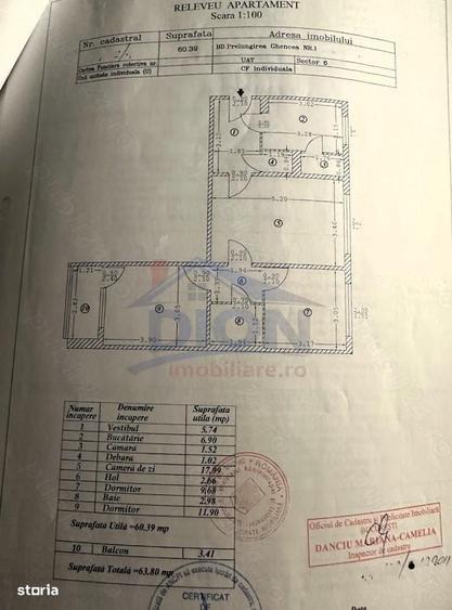 Apartament cu 3 camere semidecomandat în Ghencea