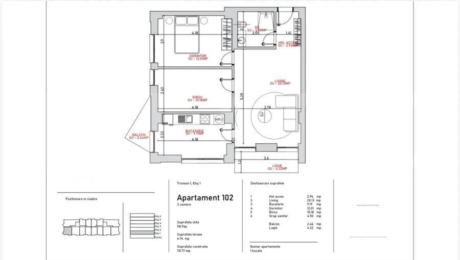 Apartament 2 camere, 58.94 mp, zona Port - 2
