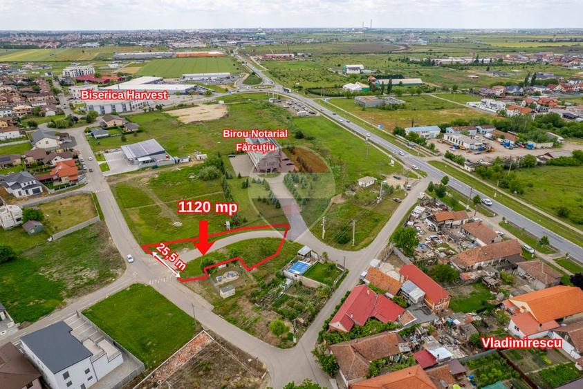 Teren Construcții intravilan de 1120 mp, în Vladimirescu