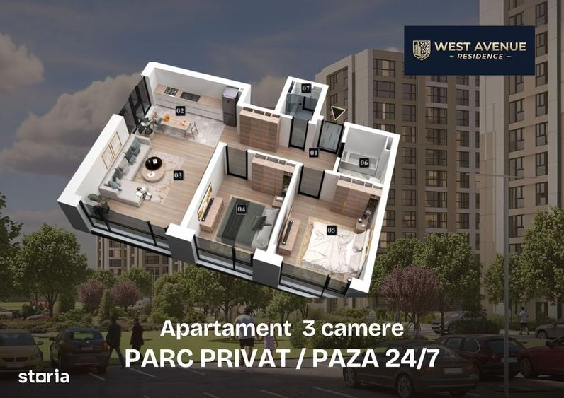 Apartament cu 3 camere în Militari