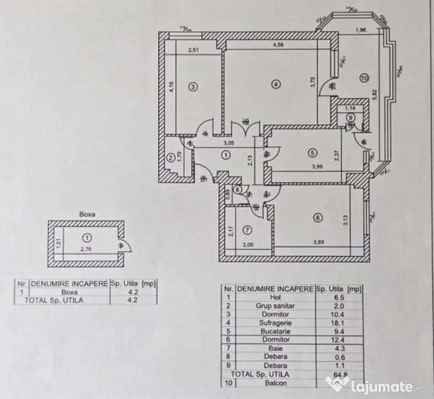Apartament cu 3 camere decomandat în Central