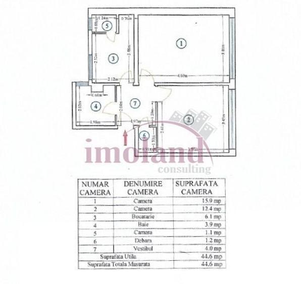Apartament cu 2 camere în Pieptănari