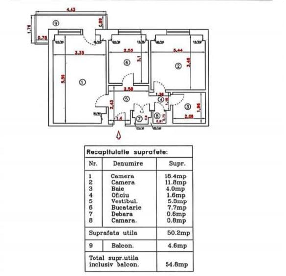 Apartament cu 2 camere decomandat în Basarabia