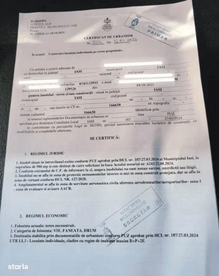 Teren de 986 mp, în Podul de Fier