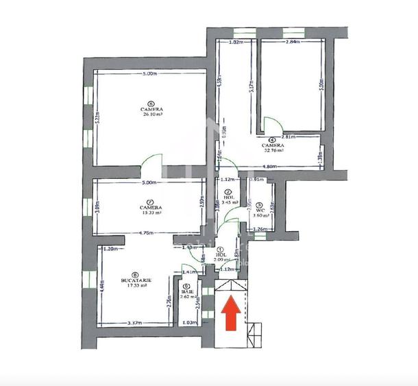Apartament cu 3 camere în Central