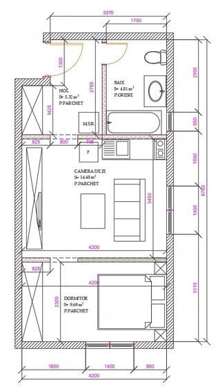 Apartament cu 2 camere nedecomandat în Central