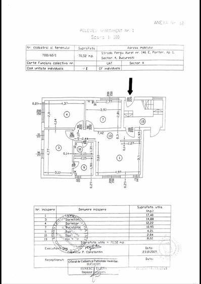 Apartament cu 3 camere decomandat în Central