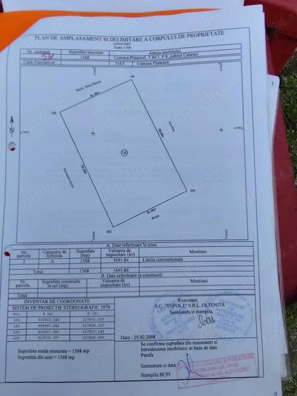 Teren de 1568 mp, în Plătărești