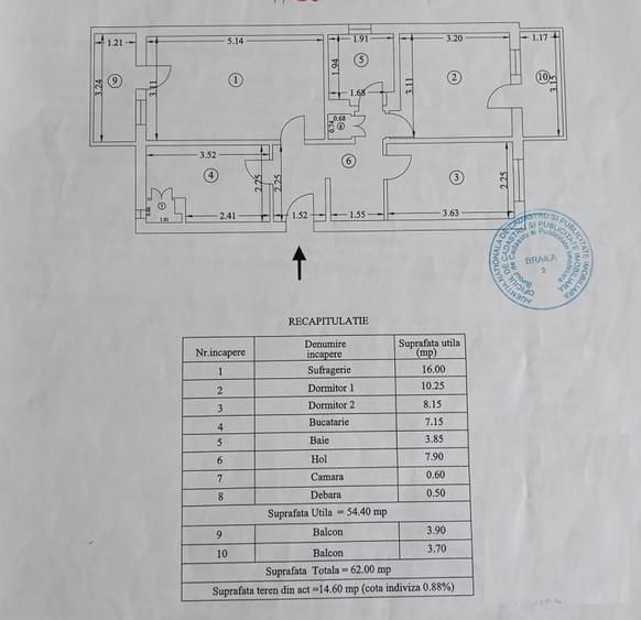 Apartament cu 3 camere decomandat în Vidin-Progresul