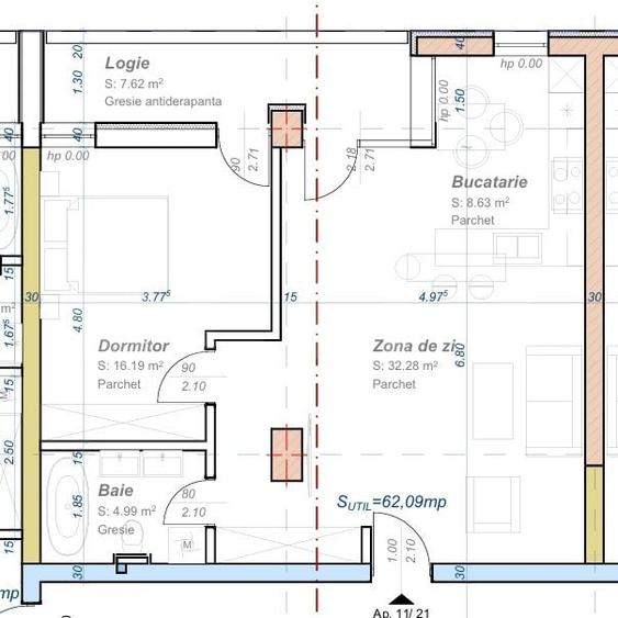 Apartament cu 2 camere semidecomandat în Aradului