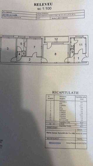 Apartament cu 3 camere semidecomandat în Titan