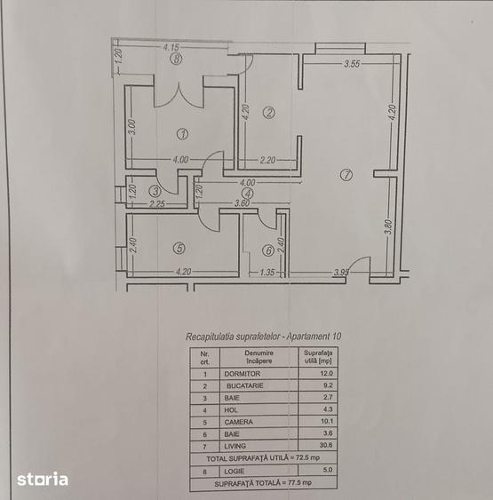 Apartament cu 3 camere în Păulești