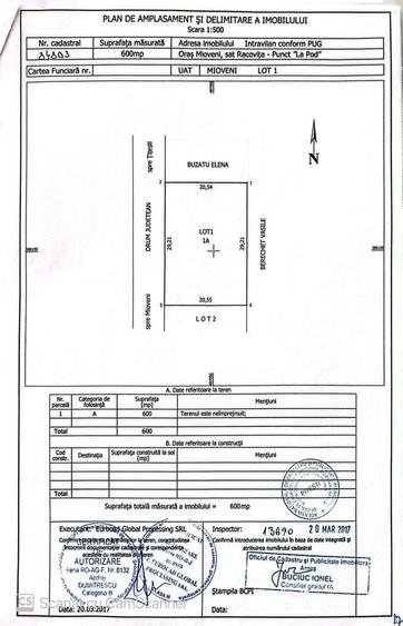 Teren de 600 mp, în Exterior Vest