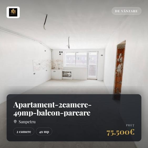 Apartament cu 2 camere semidecomandat în Sânpetru