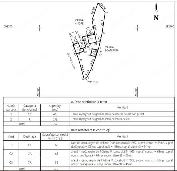 Casă cu 4 camere cu Teren 957 Mp în Mera