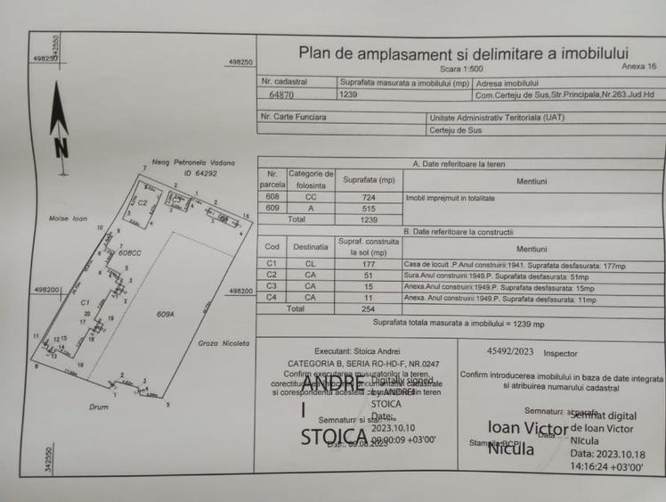 Casă individuală cu 4 camere cu Teren 1239 Mp în Certeju de Sus