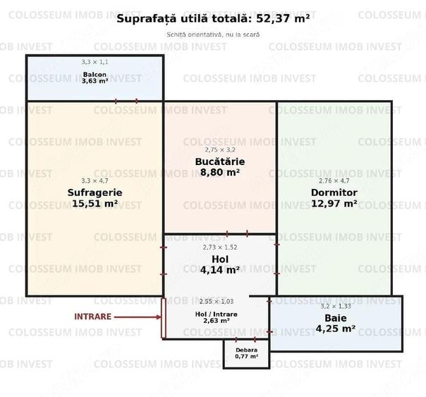 Apartament cu 2 camere decomandat în Răcădău