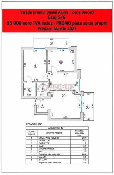 Apartament cu 3 camere în Metalurgiei