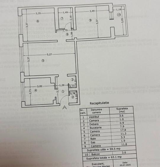 Apartament cu 3 camere semidecomandat în Titan