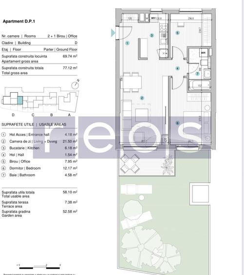 Apartament cu 3 camere în Dămăroaia