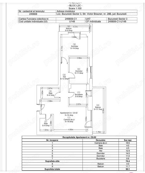 Apartament cu 3 camere decomandat în Central
