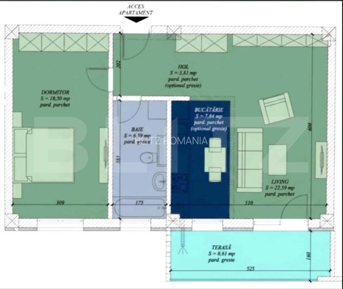 Apartament 2 camere, 59 mp, zona de Nord, pret cu Tva inclus