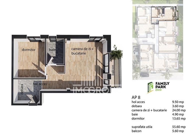 Apartament cu 2 camere decomandat în Baciu