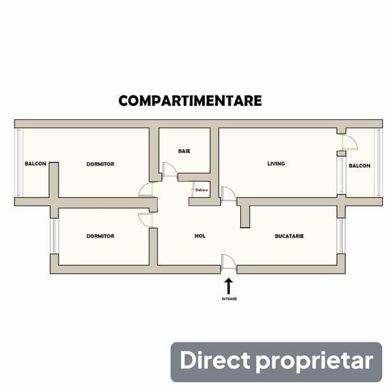 Apartament cu 3 camere decomandat în Triaj