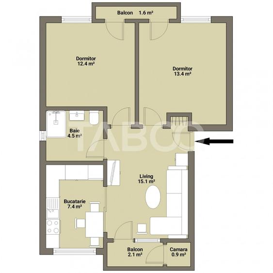 Apartament de vanzare 54mp 3 camere decomandate in zona Selimbar Sibiu - 2