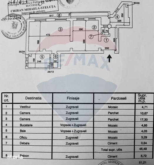 Apartament cu 2 camere semidecomandat, mobilat în Romană