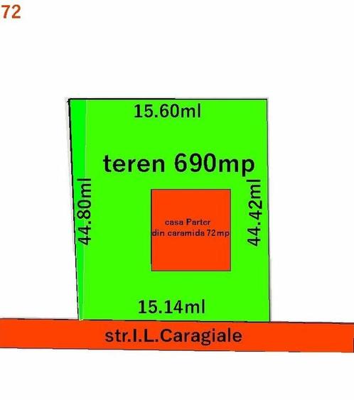 Teren intravilan 690mp cu casuta 72mp ,toate utilitatile,str.asfaltata,15,1ml d. - 1