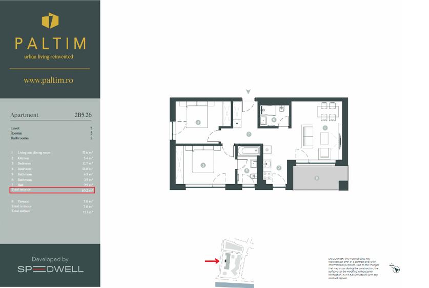 Apartament 3 camere, vedere exterioara libera, orientare Vest, Complex Paltim - 3