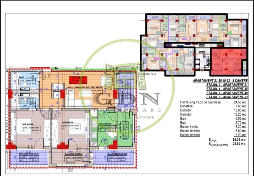 Apartament, 3camere, decomandat, 93.75mp, cartier Cornitoiu, zona Liceul Bibescu - 1