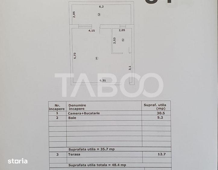 Studio in suprafata de 36 mp + terasa nou finisaje premium - 1