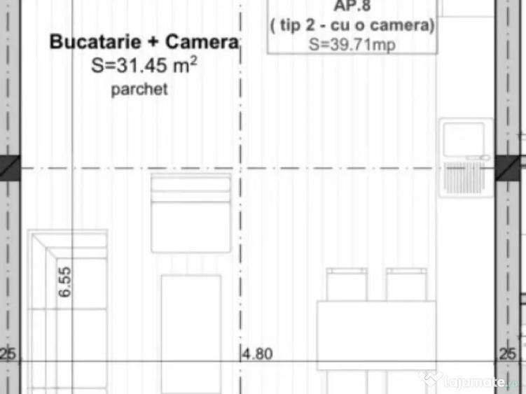 Apartament tip studio, 40 mp utili, 1 loc de parcare, Etaj 1 - 2