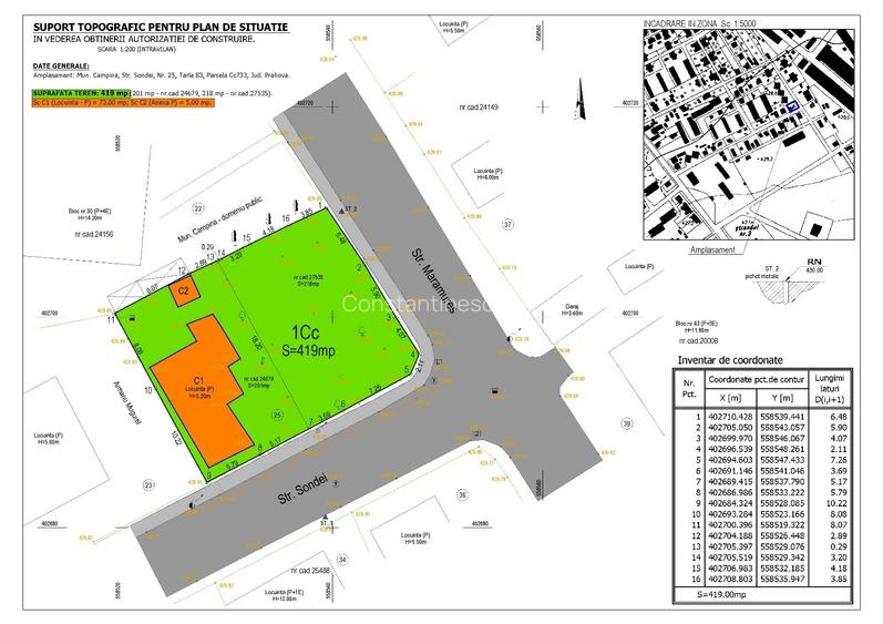 Teren intravilan central pretabil bloc P+3, dubla deschidere Maramures cu Sondei