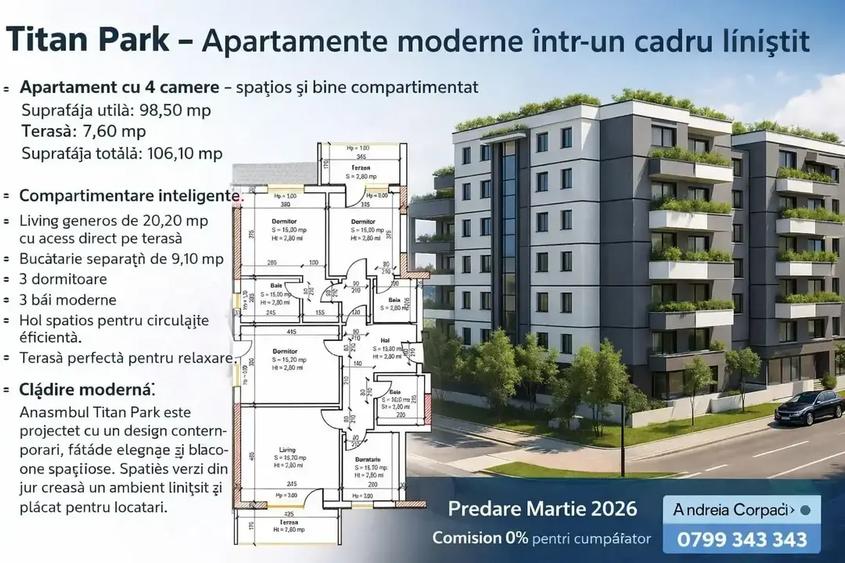 Apartament 4 camere spatios metrou Nicolae Teclu, Theodor Pallady - 1