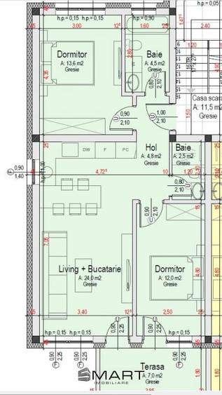 Apartament 3 camere 62mp cartier Davinci Cristian - 7