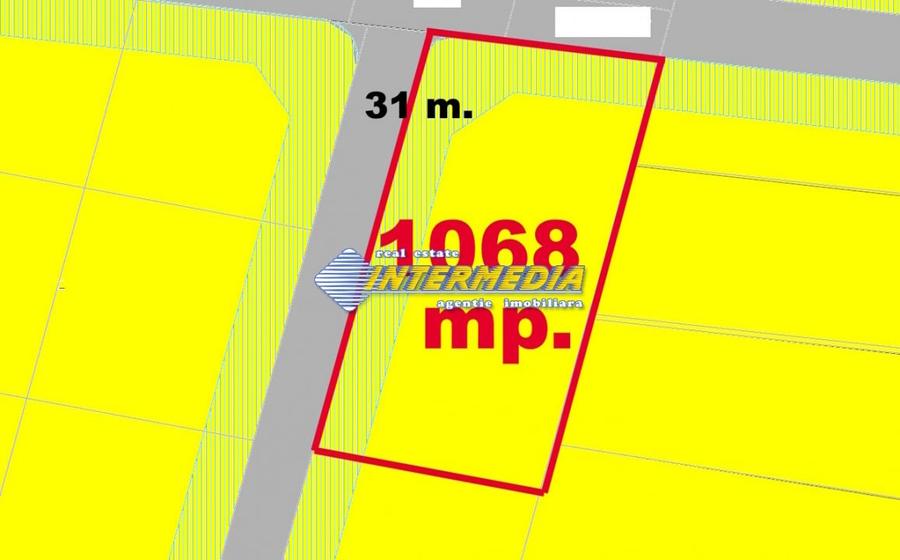 Teren intravilan 1068 mp cu toate utilitatile in Cetate - 1