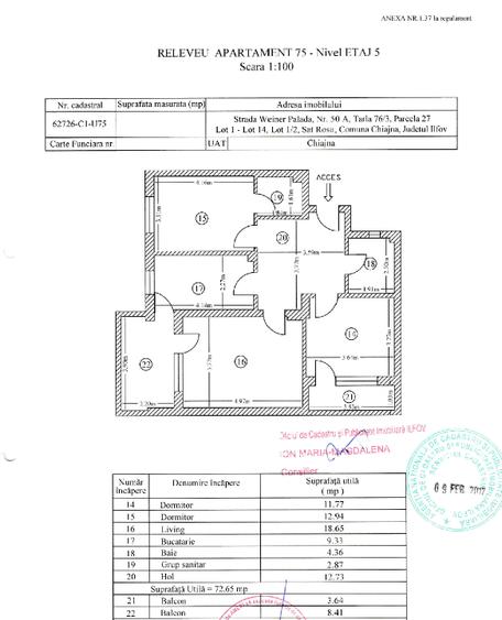 Direct proprietar | 3 camere | Et. 5/6 | 72,6 mp (84,7 mp total) | Parcare - 15