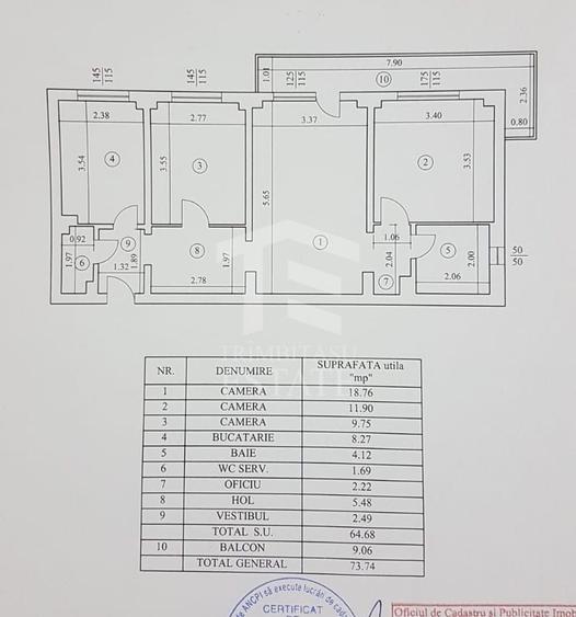 Apartament cu 3 camere semidecomandat, mobilat în Militari