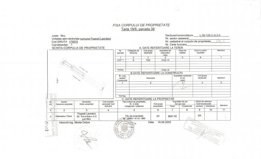 Vand teren Popesti - Sos Viilor - Tarla 19/8 Parcela 39 - 1