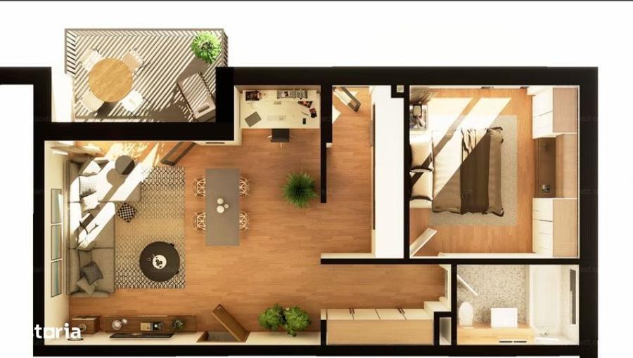 Apartament 2 CAM, SU 58.11 MP, 1 BALCON in zona INTRE LACURI - 1