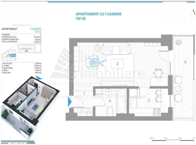 Apartament cu 1 camera bloc nou finalizat Rond Vechi Cod 160278 - 2