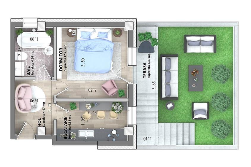 ASTORIA RESIDENCE 2 camere D 46 mp + curte 43 mp Lunca Cetatuii - 2